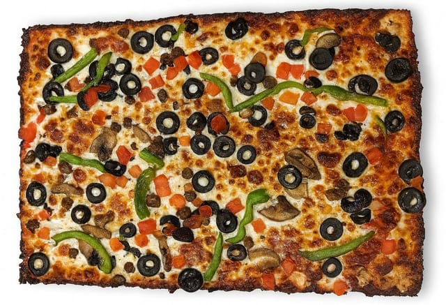 Vegetarian Deep Dish Pizza.