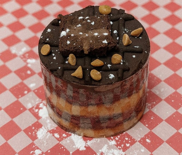 Peanut Butter Chocolate Cake Piece.